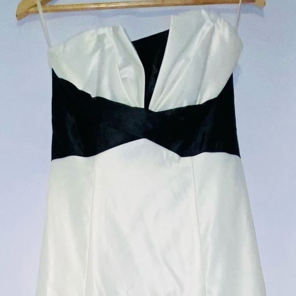 Gunne Sax 90s Jessica McClintock Ivory & Black Strapless Gown Size 7 - Picture 5 of 11